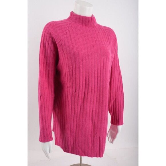 Vintage Nuggets Womens Sweater Mock Neck Pink M Lambswool Angora Rabbit Hair - Picture 2 of 6